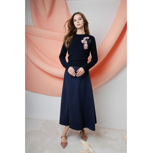 Topstitched Waistband Skirt