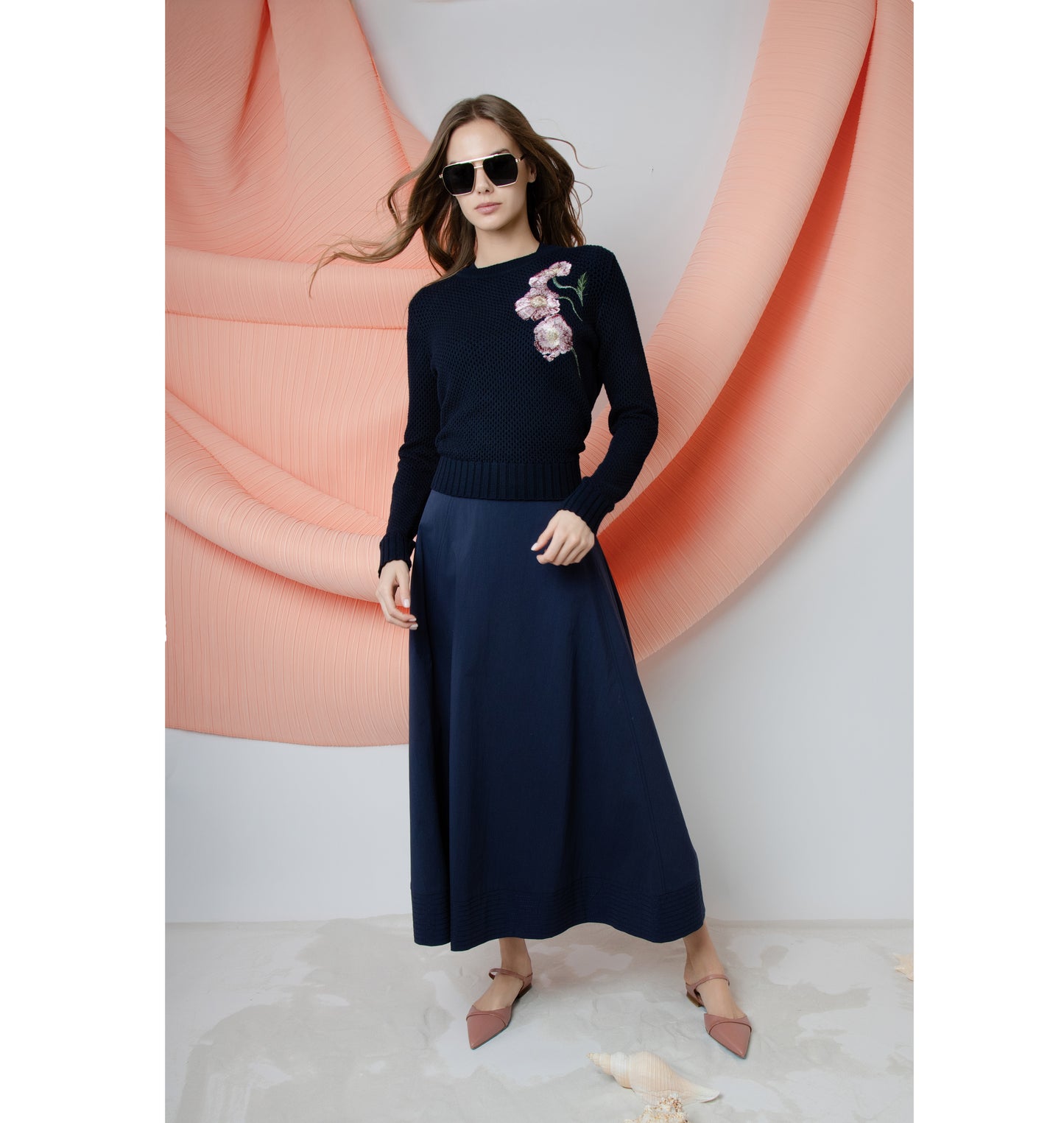 Topstitched Waistband Skirt