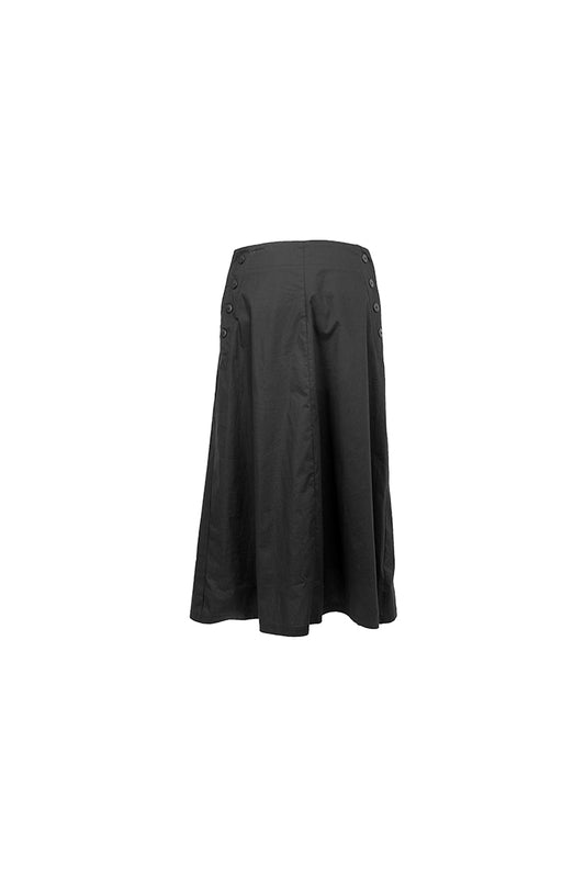 Side Buttons A-Line Cotton Skirt