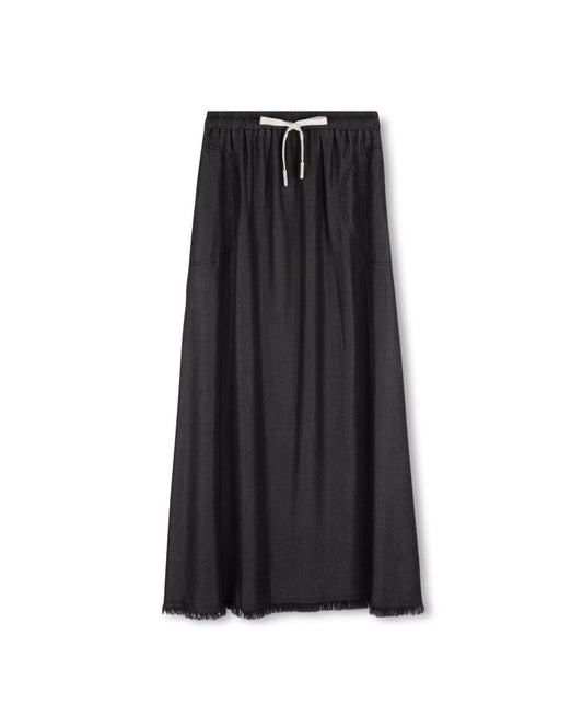 Elastic Waistband Frayed Skirt