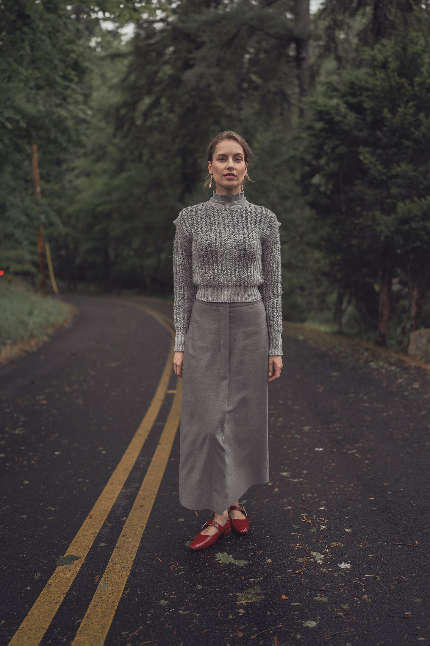 Flared Button Wool Skirt