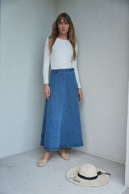 Jean Style Paneled Skirt