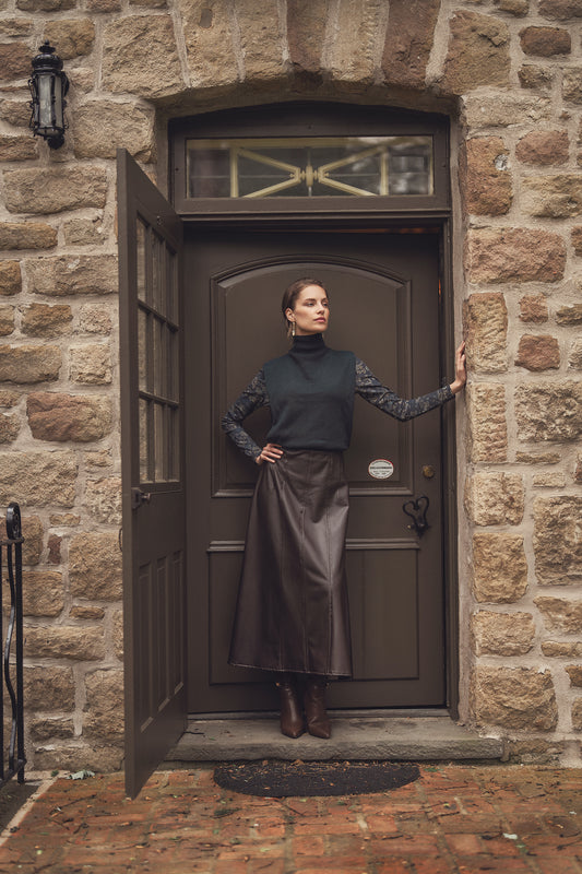 Mock Pleats Stitched Skirt