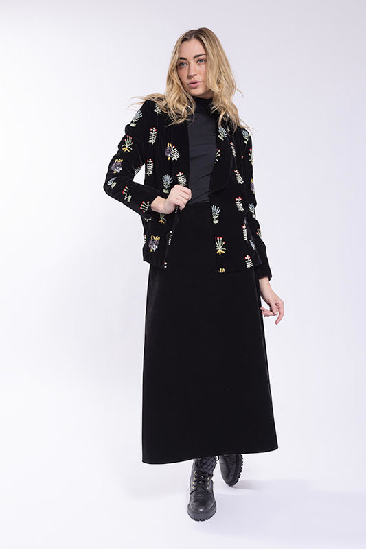 Simple Flared Velvet Skirt