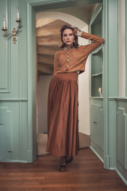 Knit and Taffeta Combined Skirt