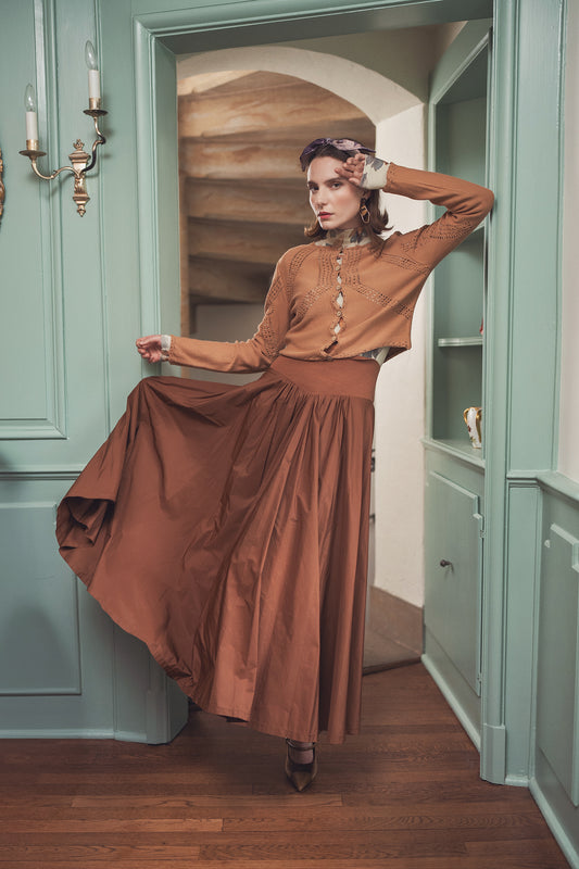 Knit and Taffeta Combined Skirt