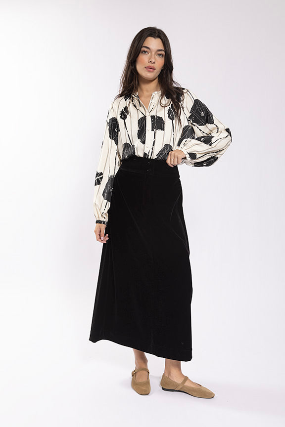 Velvet Button  Skirt