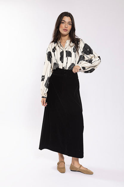 Velvet Button  Skirt