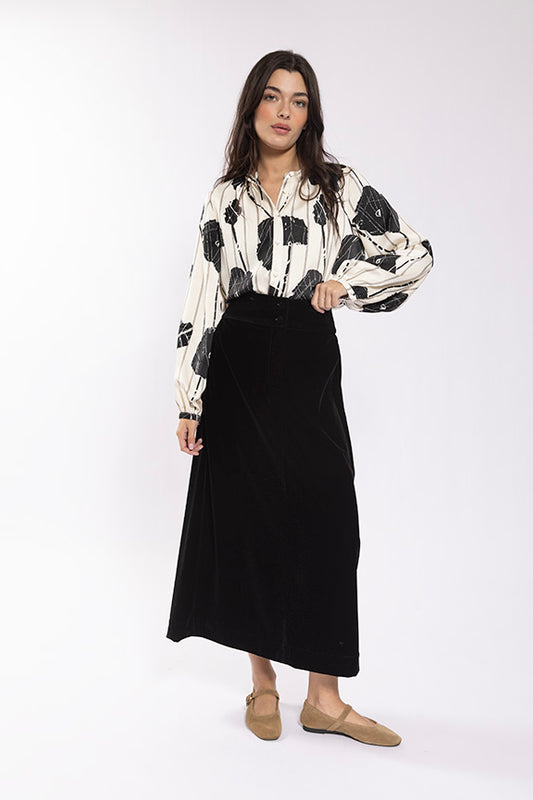 Velvet Button  Skirt