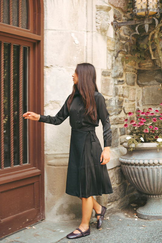 Pleated Wrap Skirt