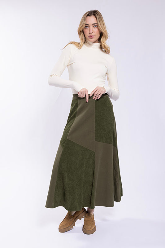 Corduroy Combo Skirt