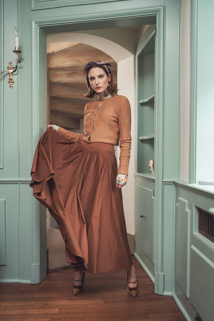 Knit and Taffeta Combined Skirt