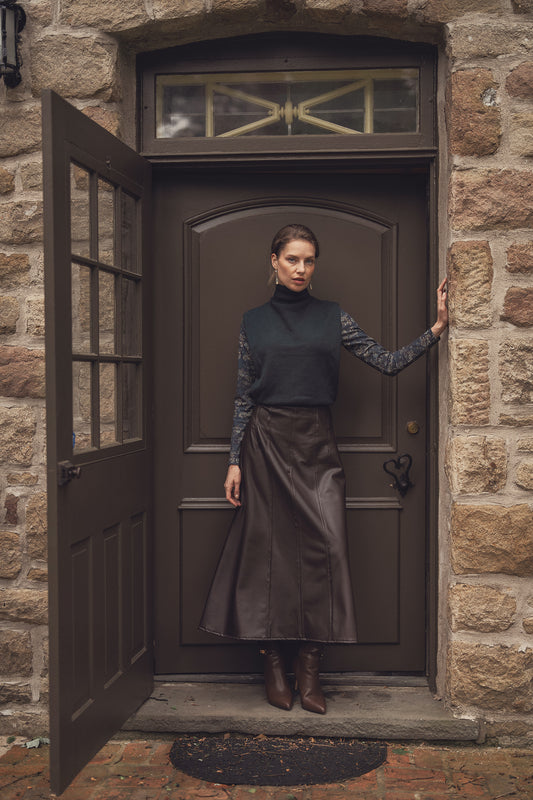 Mock Pleats Stitched Skirt