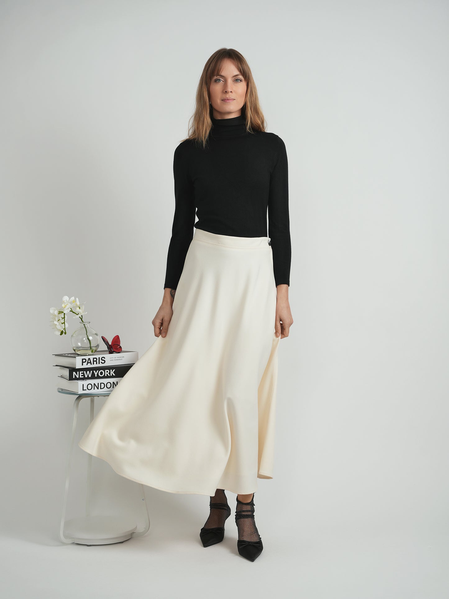 Side Button Closure Skirt