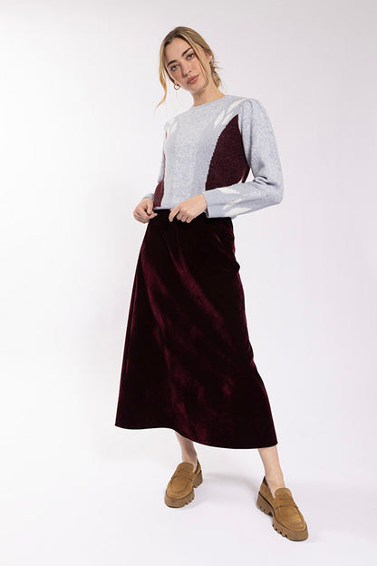 Simple Flared Velvet Skirt
