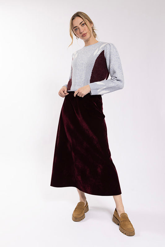 Simple Flared Velvet Skirt