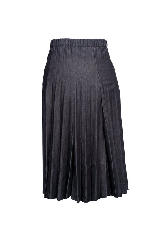 Soft Pleated Denim Skirt
