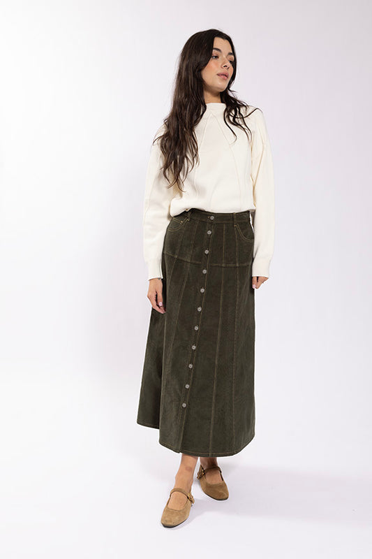 Button-down Corduroy Skirt