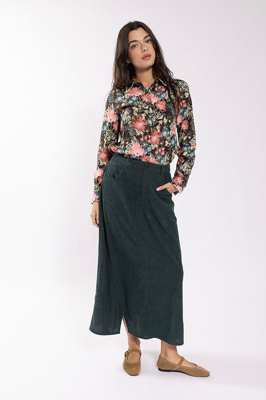 Asymmetric Corduroy Skirt