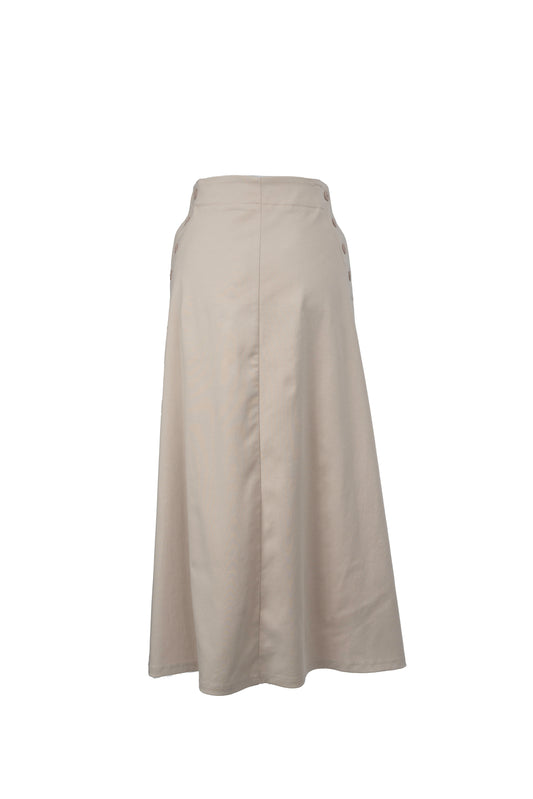 Side Buttons A-Line Cotton Skirt